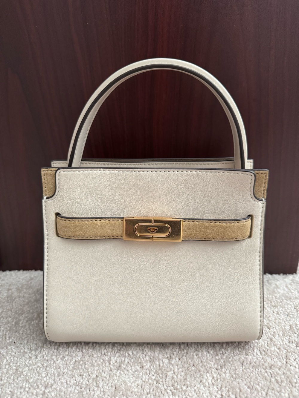 Tory Burch Petite Cream Leather Bag with Gold Hardware